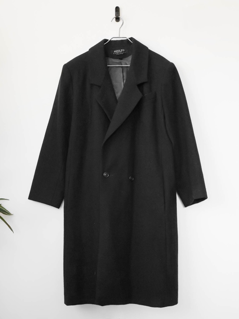 Super Rare True Vintage Adolfo Fully Lined Black Wool Overcoat Made In Ukraine